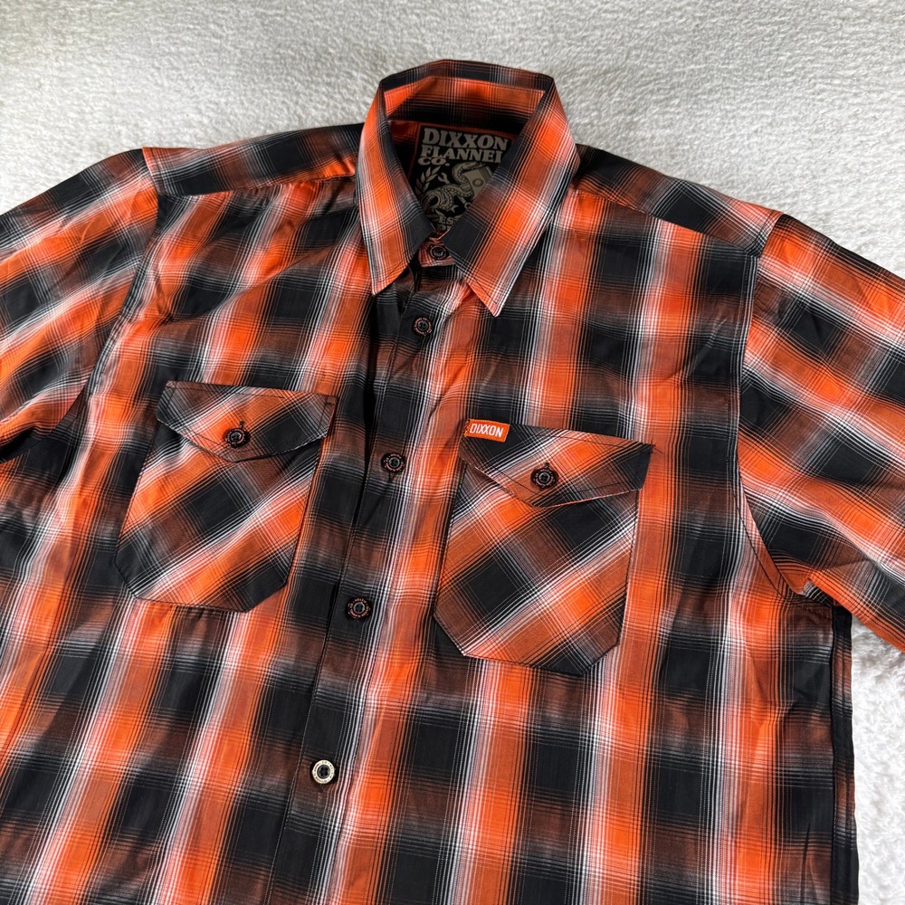 Dixxon Flannel Co The Piston Plaid Bamboo Short Sleeve Shirt Men Size L Large